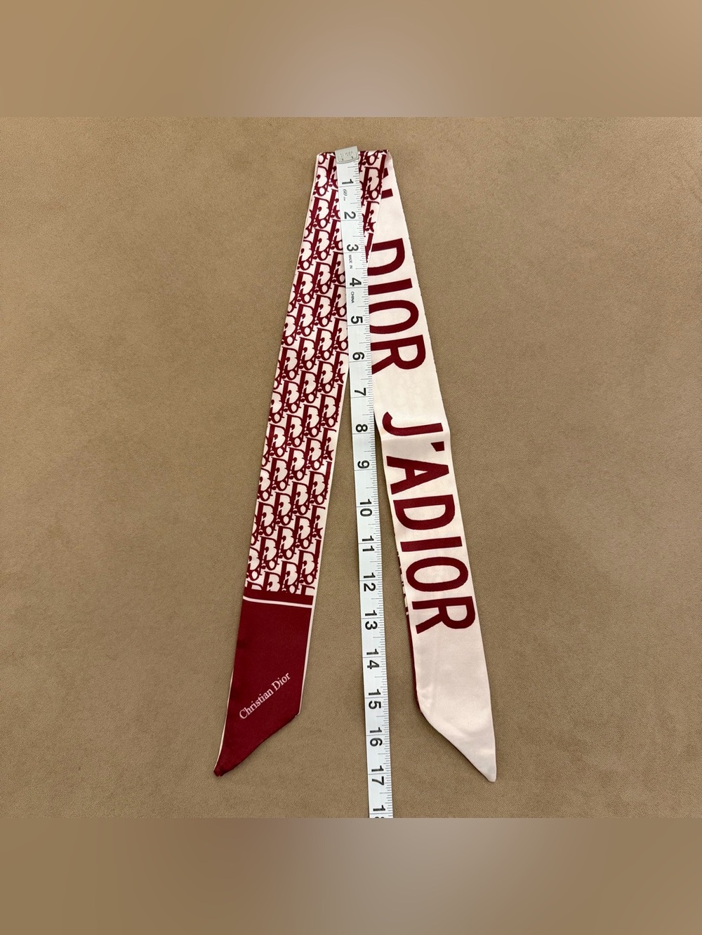 *D*I*O*R* Monogram Print Twilly Bandeau Wrap Scarf - Shiny Wine - Picture 4 of 10
